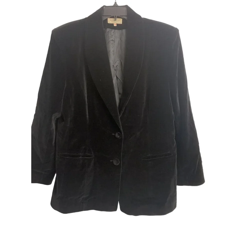 Mavridis Black Velvet Button Up Blazer Size‎ 52 Lined